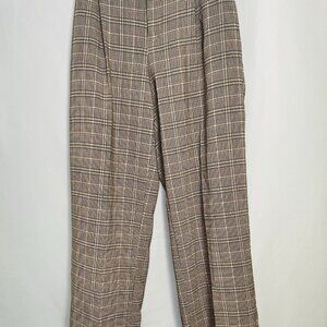 Brown And Black Plaid Pleated Wide Leg Trousers 16 Workwear Grampacore Preppy